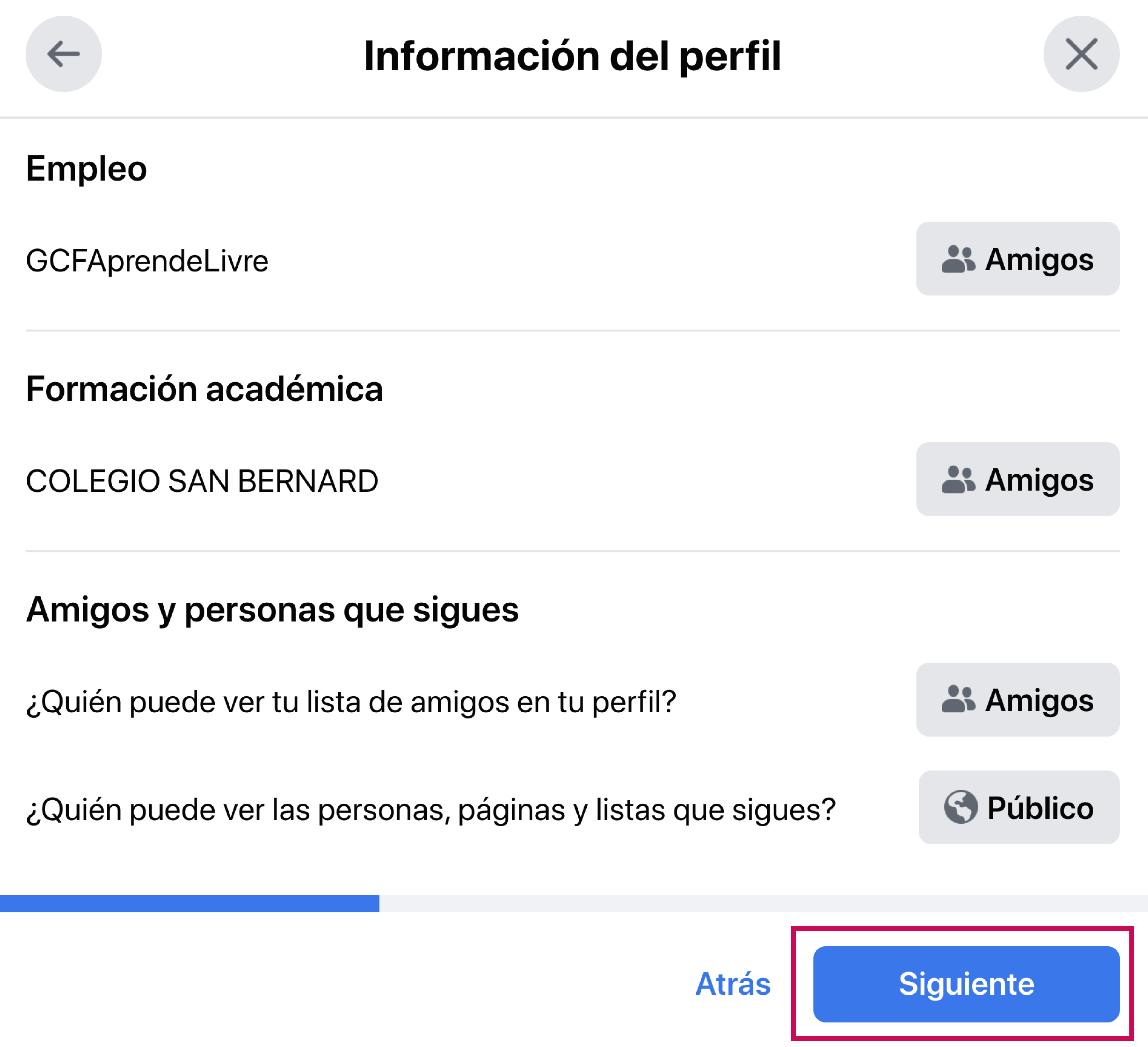 Comprobación rápida de Facebook